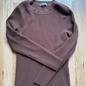 Abercrombie & Fitch Brown Ribbed Crewneck Sweater